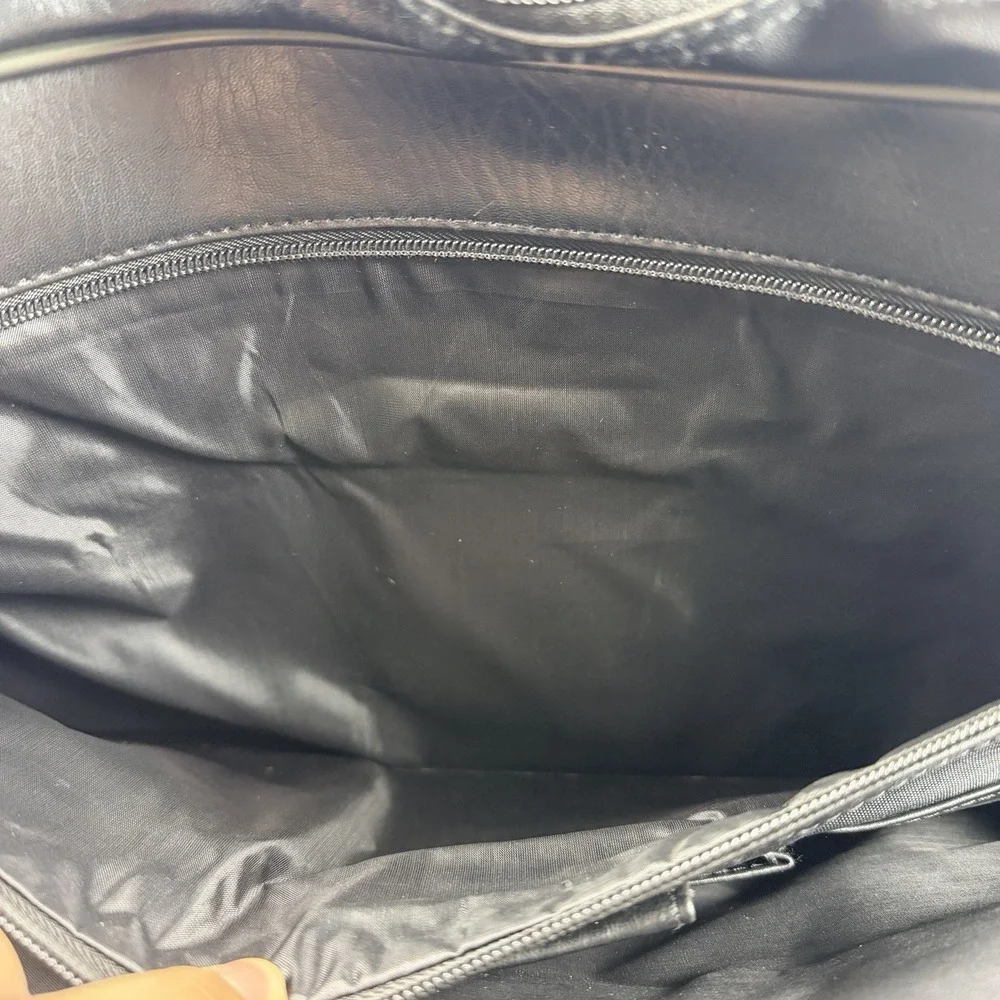 Unbranded Leather Laptop Bag Satchel Black Large Business Casual Shoulder Strap
